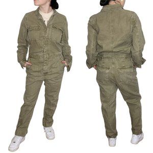 Madewell Size S Army Green Full Body Denim Jumpsuit